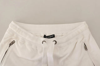 Dolce & Gabbana White Cotton Logo Patch Sweatpants Jogging Pants