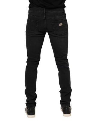 Dolce & Gabbana Black Cotton Skinny Men Denim Trouser Jeans