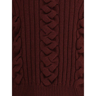 Alexander McQueen Bordeaux Fur Cashmere Sweater