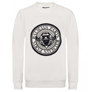 Balmain White Cotton Sweatshirt