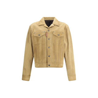 Dsquared² Beige Leather Denim Jacket