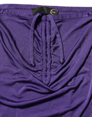 Cavalli Class Purple Viscose Elastane Strapless Bodycon Dress