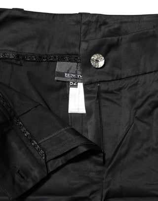 BENCIVENGA Black Cotton Blend Cropped Straight Leg Pants