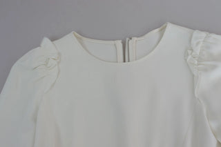 Dolce & Gabbana White Viscose Acetate Short Sleeve Blouse Top