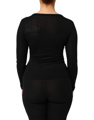 Dolce & Gabbana Black Virgin Wool Buttoned Cardigan Sweater