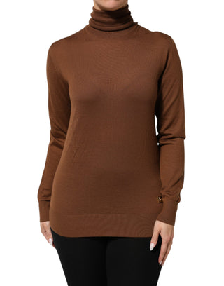 Dolce & Gabbana Brown Cashmere Turtle Neck Pullover Sweater