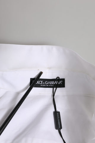 Dolce & Gabbana White Crystal Embellished Dress Shirt Top