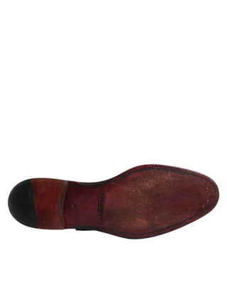 Dolce & Gabbana White Leather Monk Strap Formal Derby Shoes