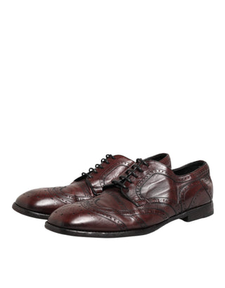 Dolce & Gabbana Bordeaux Leather Lace Up Dress Derby Shoes