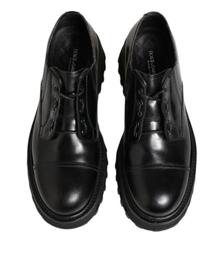 Dolce & Gabbana Black Leather Lace Up Derby Men Dress Shoes