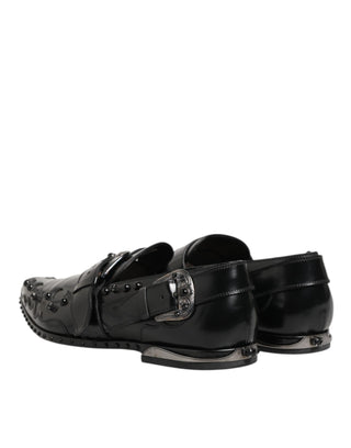 Dolce & Gabbana Black Embellished Dress Monk Strap Shoes