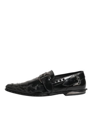 Dolce & Gabbana Black Embellished Dress Monk Strap Shoes