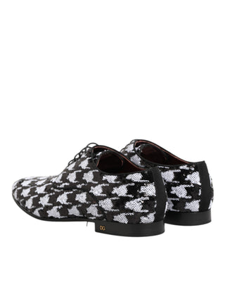 Dolce & Gabbana Dress Black White Sequined Lace Up Derby Shoes