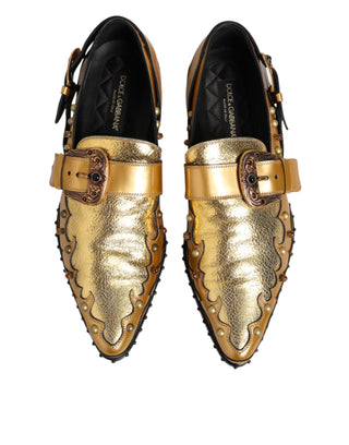 Dolce & Gabbana Gold Leather MONK STRAP Dress Formal Shoes