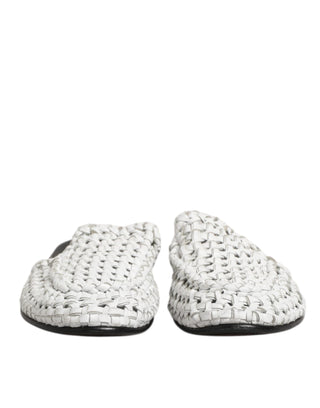 Dolce & Gabbana White Woven Slides MULES Men Sandals Shoes
