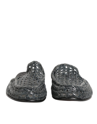 Dolce & Gabbana Blue Woven Slides MULES Men Sandals Shoes