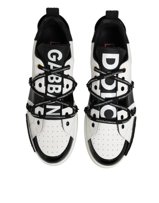 Dolce & Gabbana White Leather Logo Portofino Sneakers Shoes