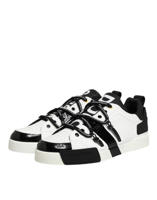 Dolce & Gabbana White Leather Logo Portofino Sneakers Shoes