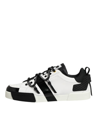 Dolce & Gabbana White Leather Logo Portofino Sneakers Shoes