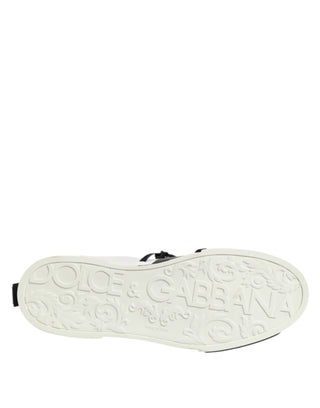 Dolce & Gabbana White Leather Logo Portofino Sneakers Shoes