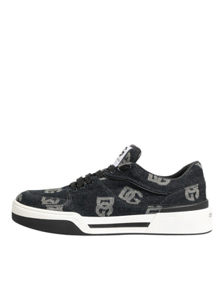 Dolce & Gabbana Blue Cotton Denim Logo Low Top Sneakers Shoes