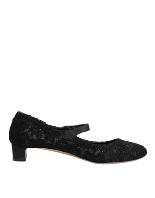 Dolce & Gabbana Black Vally Taormina Floral Lace Pumps Shoes