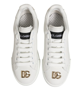 Dolce & Gabbana White DG Leather Low Top Sneakers Shoes