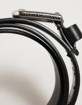 Dolce & Gabbana Black Leather Classic Metal Logo Buckle Belt