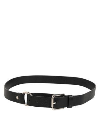 Dolce & Gabbana Black Leather Classic Metal Logo Buckle Belt