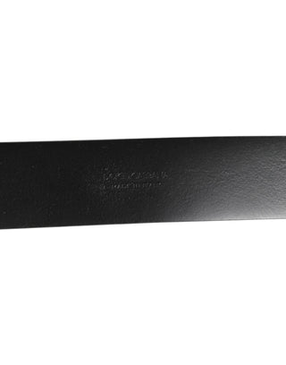 Dolce & Gabbana Black Leather Side Rings Brass Buckle Belt