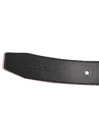 Dolce & Gabbana Pink Leather Perforated Detailing Buckle Belt
