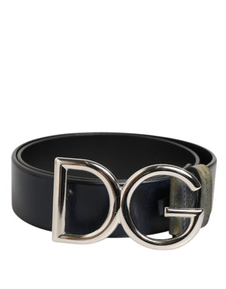 Dolce & Gabbana Black Classic Silver Metal DG Logo Buckle Belt