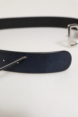 Dolce & Gabbana Black Classic Silver Metal DG Logo Buckle Belt