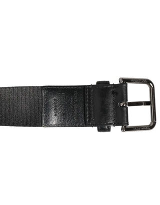 Dolce & Gabbana Black White Printed Metal Logo Buckle Belt