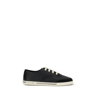 Dolce & Gabbana Black Calf Leather Bos Taurus Low Top Sneakers