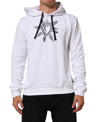 Dolce & Gabbana White Sacred Heart Hooded Sweatshirt Sweater