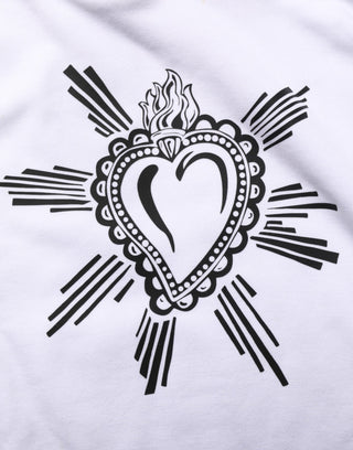 Dolce & Gabbana White Sacred Heart Hooded Sweatshirt Sweater