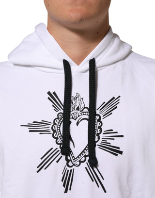 Dolce & Gabbana White Sacred Heart Hooded Sweatshirt Sweater