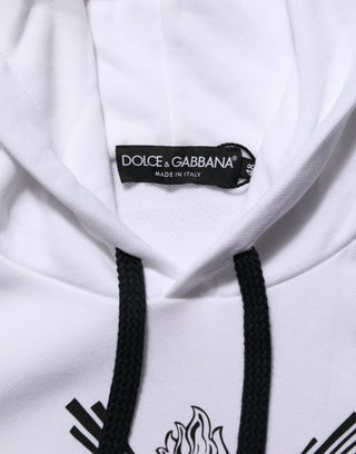 Dolce & Gabbana White Sacred Heart Hooded Sweatshirt Sweater