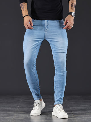 Stylish Slim Fit Medium Stretch Jeans Men's Casual Street Style Jeans 