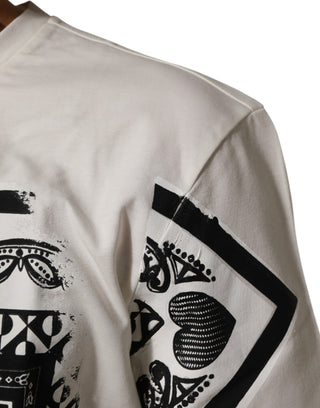 Dolce & Gabbana White Cotton Logo Bandana Print Men T-shirt