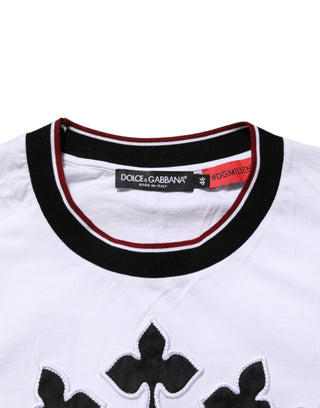 Dolce & Gabbana White Cotton Crown King Embroidery T-shirt