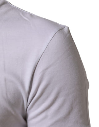 Dolce & Gabbana White Cotton Logo Print Crew Neck Men T-shirt