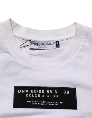 Dolce & Gabbana White Cotton Logo Print Crew Neck Men T-shirt