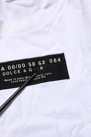 Dolce & Gabbana White Cotton Logo Print Crew Neck Men T-shirt