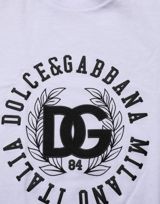 Dolce & Gabbana White Cotton Logo Print Crew Neck T-shirt