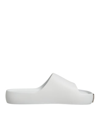 Dolce & Gabbana White Logo Slides Sandals Men Beachwear Shoes