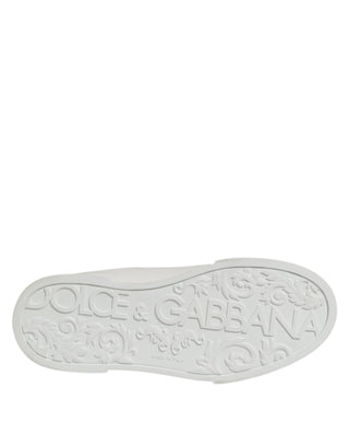 Dolce & Gabbana White Leather Lace Up Low Top Sneakers Shoes