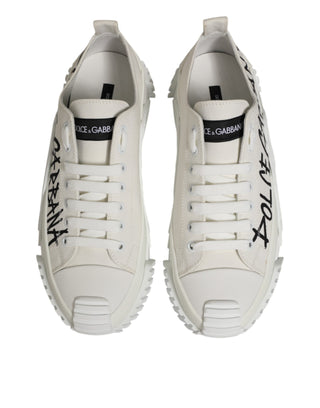 Dolce & Gabbana White Cotton NS1 Low Top Sneaker Shoes