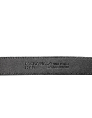 Dolce & Gabbana Black Exotic Leather Metal Logo Buckle Belt